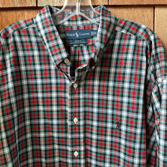 EUC Ralph Lauren Blake Cotton Red/Black Plaid Long Sleeve Shirt - Men's XXL - Picture 5 of 10